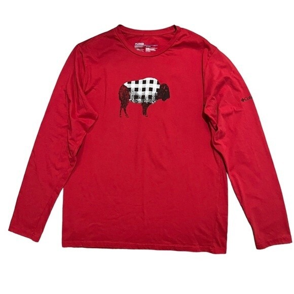 5/$25 Columbia Buffalo Plaid Graphic Long Sleeve Tee - Picture 1 of 2